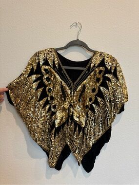 Vintage (70s I believe) made in India 100% silk sequin top (SITC)